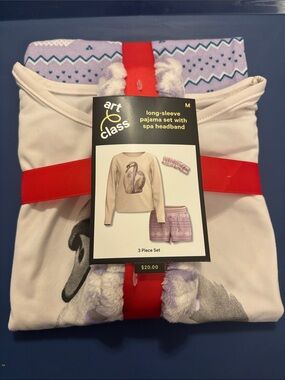 New Art Class Pink and Lavender Swan Pajama Set with Headband